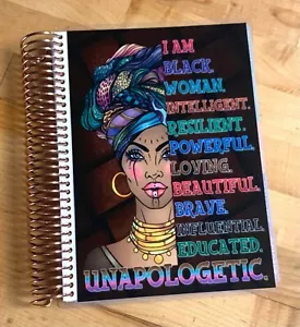*Juego de 4 cubiertas sin disculpas para mujer negra con planificador espiral de bobinas Erin Condren A5 - Imagen 1 de 4