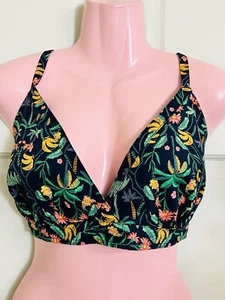 NWT Old Navy Bra Pajama Top Poplin Classic Banana Jungle Pattern Women Size XL - Picture 1 of 4