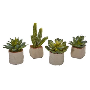 Mixed Succulent faux Plant Set Of 4 Natural Realistic Decor - Picture 1 of 5