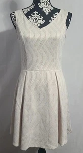 Weiß hellbraun geometrisches ärmelloses Kleid Fit & Flare Größe Large NYC Bloomingdale's  - Bild 1 von 10