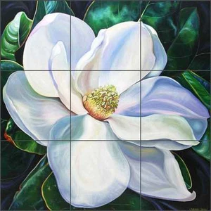 Magnolia Azulejos Salpicadero Nancy Jacey Flor Floral Cerámica Arte Mural CPA-NJ17075 - Imagen 1 de 7