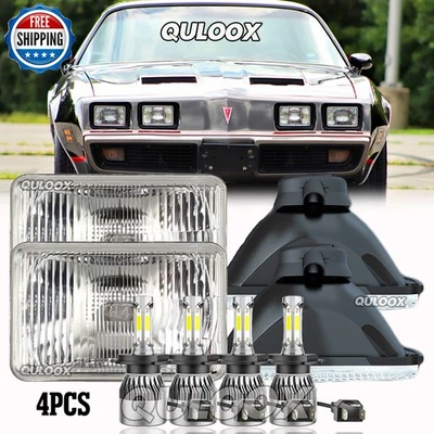 4pcs 4x6" LED Headlights Hi-Lo Beam DRL Fit Pontiac Firebird Trans AM 1977-1981 - Изображение 1 из 4