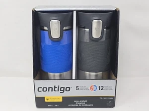 Contigo Autoseal 16 Unzen Edelstahl Auslaufsicher Reisebecher 2er-Pack, Lager Blau & Grau - Bild 1 von 8