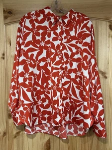 The Loft Damen Bluse weiß mit rot Blumenmuster Langarm Größe Extra Large - Bild 1 von 5