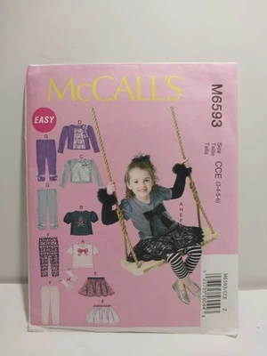 Mccalls M6593 Girls Top, Leggings, Skirt and Arm Warmers Size 3 4 5 6 - Image 1 of 4