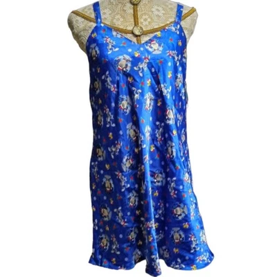 Vintage 90s Looney Tunes blue satin Christmas nightie cami - Image 1 of 3