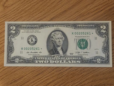 2009 $2 "STAR NOTE" DALLAS DISTRICT UNC/GEM K00205261* 512K RUN 1 OF 2 CONS SER - Image 1 of 4