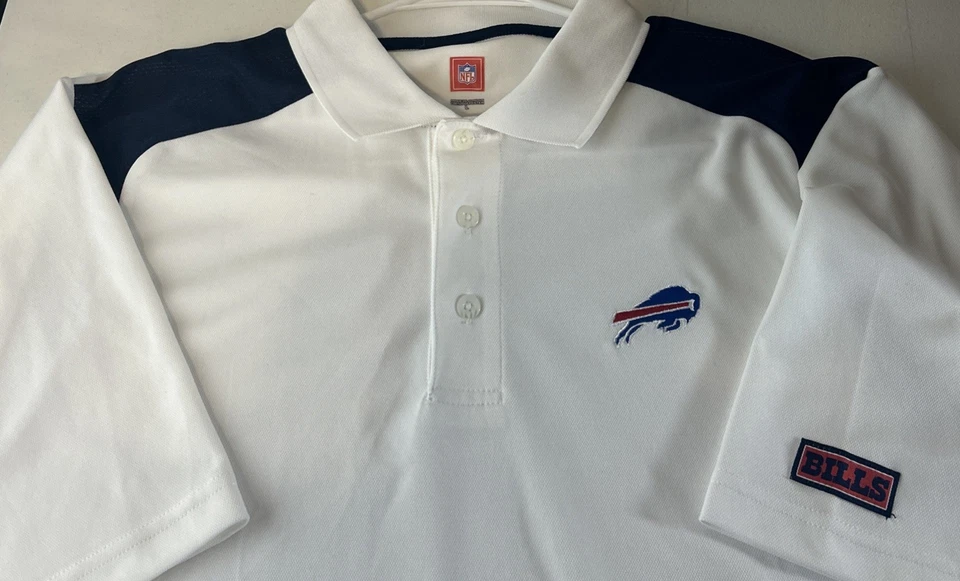 Camisa Polo Buffalo Bills Para Hombres Grande Cosida Logo BILLS Manga Parche NFL Golf Foto 1 de 3