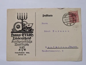 Deutsches Reich Germania Firmenkarte Kunstgewerbe Lüdenscheid 1921 - Bild 1 von 4