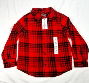 Camisa de franela de manga larga con botones roja a cuadros Cat & Jack para niño talla XS (4-5) - Imagen 1 de 5