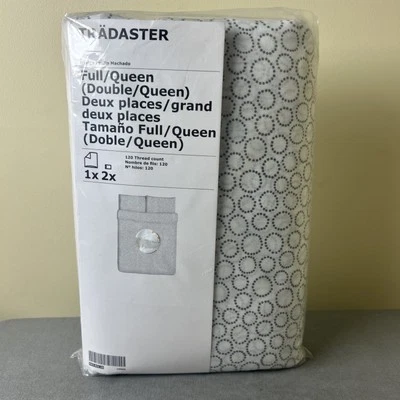 Ikea Tradaster Full/Queen Duvet Cover & 2 Pillowcases White Gray Circles Sealed - Image 1 of 4