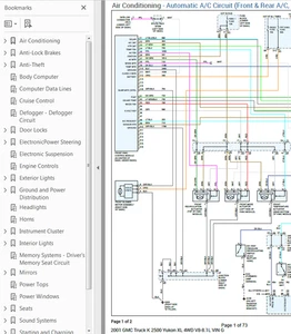GMC K2500 Yukon XL 2001 Color Wiring Diagram Schematic V8 8.1L 4WD pdf - Bild 1 von 1