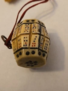 Unusual English ? Carved Bovine Bone Barrel Shaped Gaming Dice - Picture 1 of 11