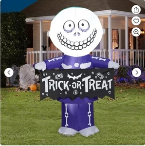 5' LED BARRIL CON TRUCO O TRATO BANNER HALLOWEEN INFLABLE POR GEMMY NUEVO - Imagen 1 de 3