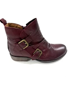 Miz Mooz Leslie Women's Buckle Fashion Booties Burgundy Size 36 ($) - Picture 1 of 9