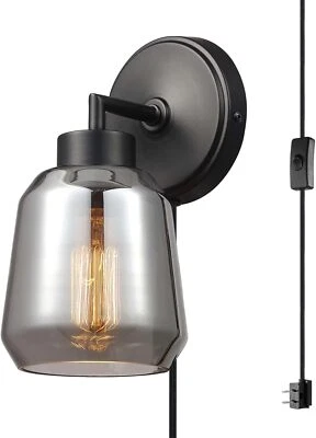 Globe Electric 65549 1-Light Plug-in or Hardwire Wall Sconce, Salma (Black)  - Image 1 of 4