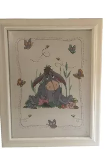Eeyore Winnie Puuh Kreuz handgenäht hängendes Bild gerahmt - Bild 1 von 9