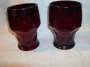 SET OF 2 Vintage Viking Georgian Ruby Red Tumbler Glasses- 5" TALL - Picture 1 of 3