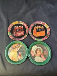 1999 Lot of 4 Vintage Coca Cola Metal 3.5" Coasters Victorian Ladies Bottles - Picture 1 of 7