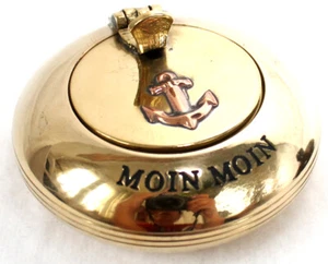 Klappascher  Messing Aschenbecher 6cm  Ascher Taschenascher Gravur Moin Moin - Bild 1 von 4