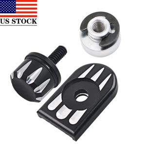 Black Rear Seat Bolt Cover Fender Mount Nut Kit for Harley Touring Street Glide - Picture 1 of 11