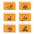 Set of 6 Thanksgiving Cards with Envelopes Stickers Funny Turkey Greeting Card