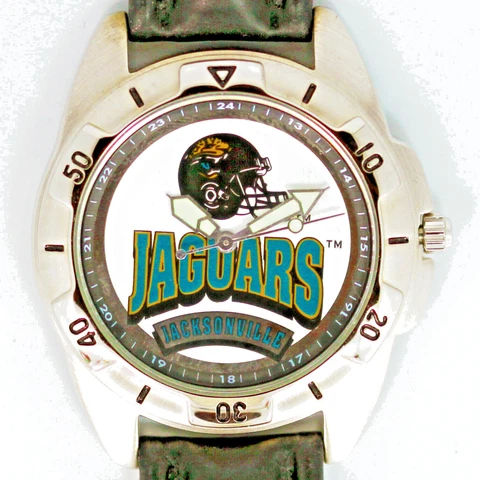 Jacksonville Jaguars NFL, Fossil Unworn Mans Vintage 1995 Leather Band Watch $98 Cover
