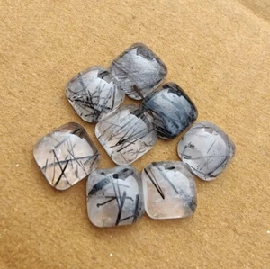 Natural Black Rutile Cushion Shape Cabochon Calibrated Loose Gemstones All Sizes - Picture 1 of 6