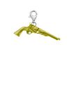 G17 Antique Revolver Pist Gold Pewter Charm Fitted To 925 Sterling Lobster Clasp