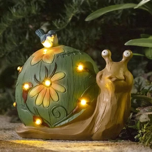 Garden Statue Snail Figurine Resin Solar Powered Animal Sculpture Indoor Outdoor - Picture 1 of 12