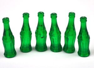 Set with 6 Coca-Cola Coke Mini Bottles USA 1970s Green Miniature Bottle