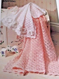 BEAUTIFUL FLOWER PATTERNED PRAM COVER AND BABY SHAWL CROCHET PATTERN - Picture 1 of 1
