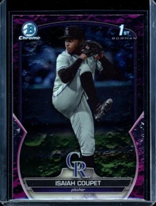 2023 1st Bowman Chrome ~ Isaiah Coupet ~ Purple Lunar Crater Refractor /199 - Picture 1 of 2