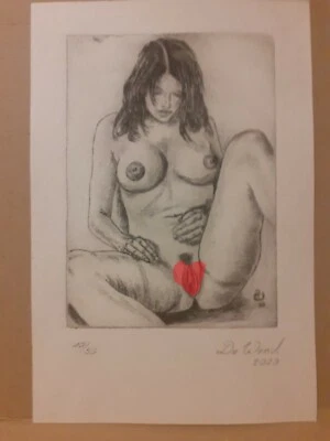 Weiblicher Akt Erotik Pin-Up Erotische Kunst Kaltnadel Radierung Originalgrafik - Bild 1 von 2