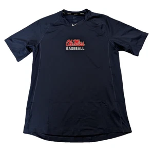 Nike Ole Miss Rebels Pro Fitted Baseball Shirt Mens L Navy DB4504-419 - Picture 1 of 9
