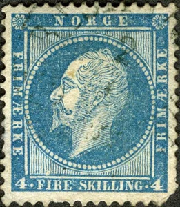 Norvegia 1856 Re Oscar usato (SC# 4) - Foto 1 di 1