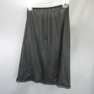 Vintage Warner's halber Slip Spitzenrock Damengröße L Nylon schwarz Large hergestellt in den USA - Bild 1 von 5