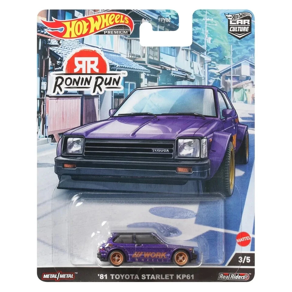 Hot Wheels 1:64 PREMIUM Car Culture Ronin Run '81 Toyota Starlet KP61 JDM - Immagine 1 di 1