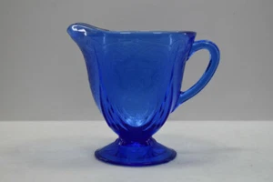 Blue Royal Lace Creamer Depression Glass Footed Hazel Atlas Cream Pitcher - Picture 1 of 3
