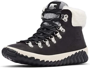 SOREL Womens Out ‘N About Plus Conquest Waterproof Suede Boot Black 5 NWB - Picture 1 of 3