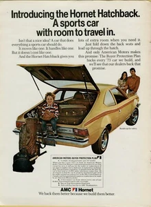 1972 AMC American Motors Hornet Hatchback Yellow Red Stripe Vintage Print Ad - Picture 1 of 1