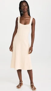 Vestido Vince S pequeño para mujer rubor claro elástico acanalado sin mangas novia midi - Imagen 1 de 9