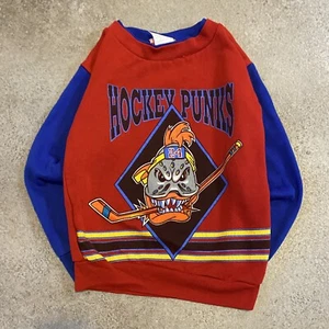 Vintage 90s Hockey Punks Might Duck Grunge Crewneck Sweatshirt Youth Medium - Picture 1 of 9