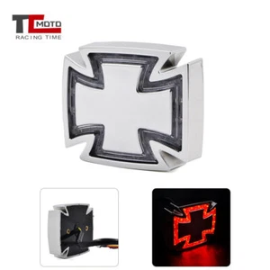 12V Universal Rear Light Cross LED Brake Lamp Stop Light For Chopper Bobber - Bild 1 von 9