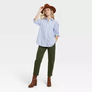Women's Plus Oversized Long Sleeve Collared Button-Down Shirt - Universal Thread - Picture 1 of 3
