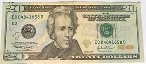 USA 2004 C3 SERIES, PAPERMONEY, JACKSON 20 DOLLARS, F-XF, USED, EC 04041858D - Picture 1 of 2