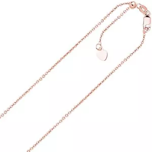 0.9mm Solid Adjustable Cable Chain Necklace REAL 14K Rose Pink Gold Up To 22" - Picture 1 of 2