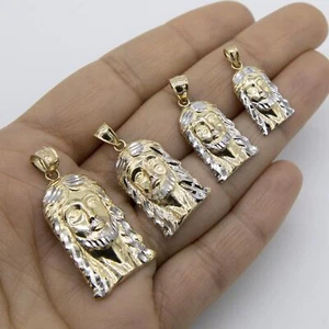 Diamond-Cut Face of Jesus Pendant Solid Real 10K Yellow White Gold All Sizes - Picture 1 of 4