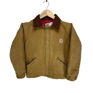 Carhartt Detroit Jacket Quilt Lined Youth Medium Y20 BRN Brown Red Lining - Picture 1 of 17