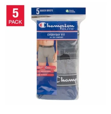 Calzoncillos boxer Champion Elite X-Temp para hombre 5 pares ropa interior calce diario doble secado Foto 1 de 4
